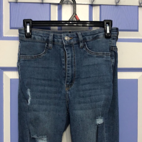 Blue High Rise Ripped Super Skinny Jeans - Picture 2 of 4